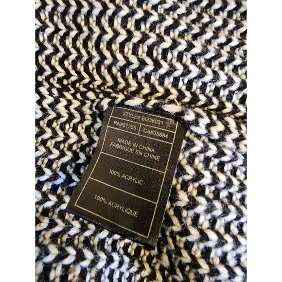 BB DAKOTA Black White BOHO Duster Cardigan Fringe Long SZ MED - Picture 7 of 9